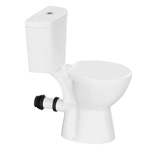 19" High Rear Outlet Toilet Dual Flush Round With Soft Close Seat 1/1.6 GPF