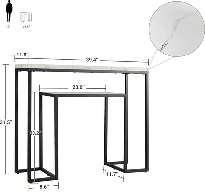 40 Inch Narrow Faux Marble Console Table for Entryway, Living Room, Entryway Tab