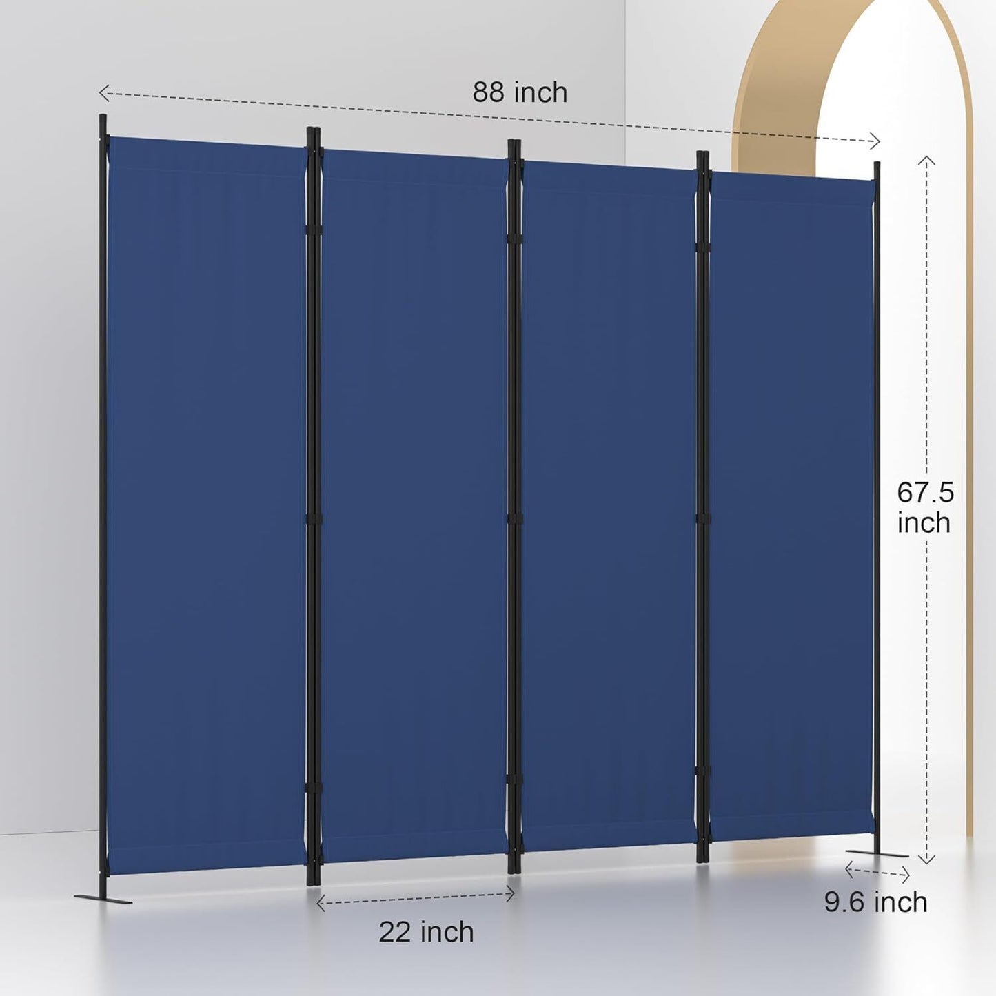 4 Panel Room Divider Folding Privacy Screens Room Separation for Home Office 88"