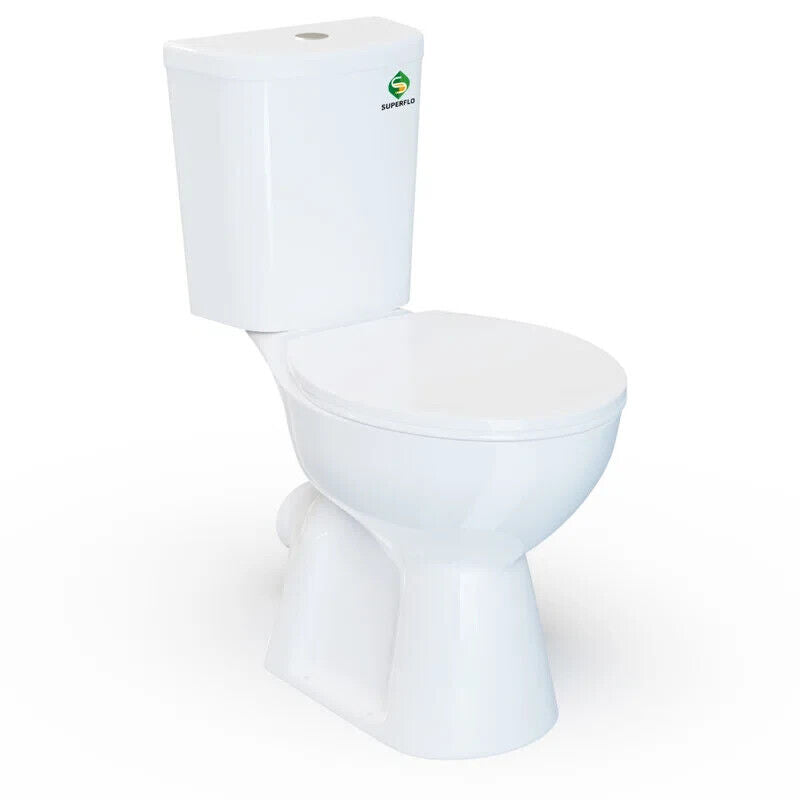 19" High Rear Outlet Toilet Dual Flush Round With Soft Close Seat 1/1.6 GPF