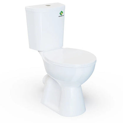 19" High Rear Outlet Toilet Dual Flush Round With Soft Close Seat 1/1.6 GPF