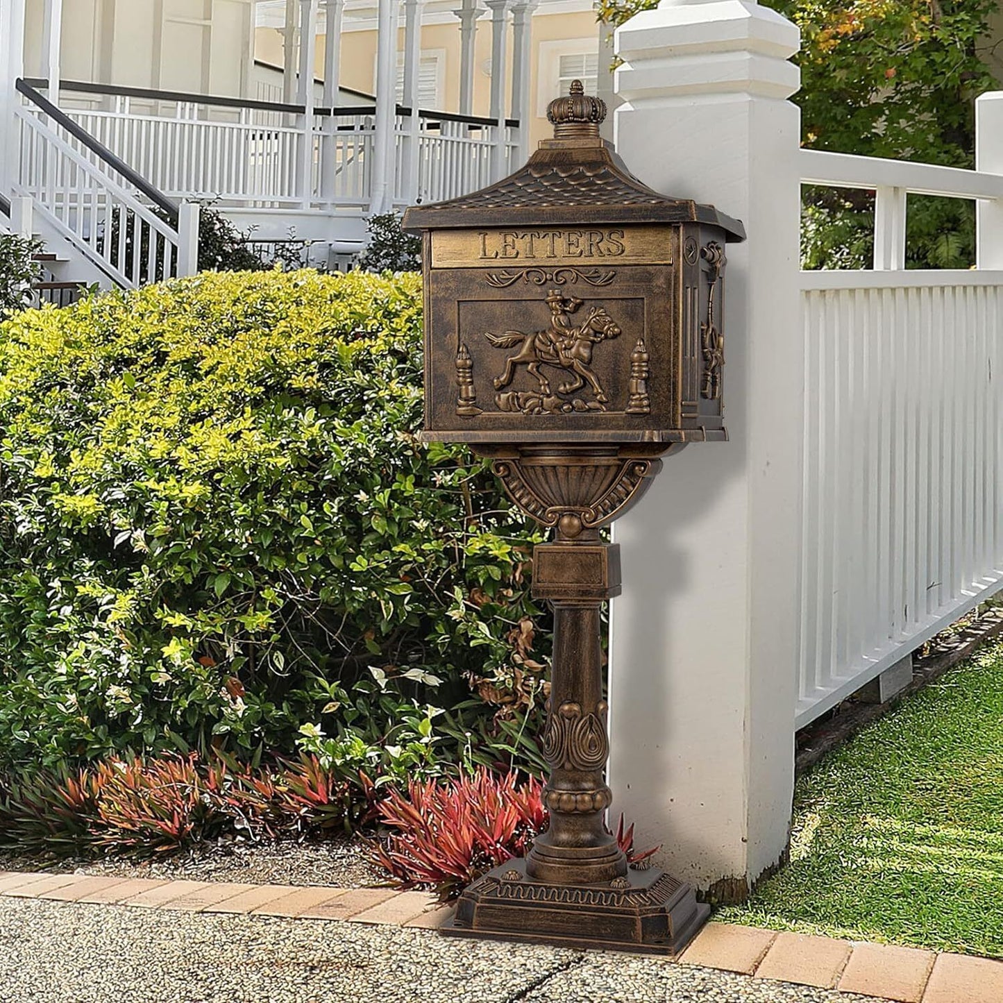 Mail Box Heavy Duty Mailbox Postal Box Security Cast Aluminum Vertical Pedestal