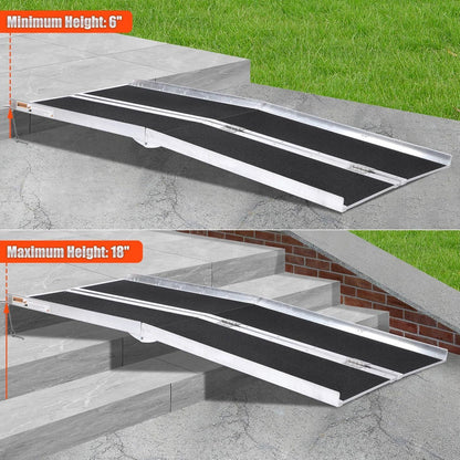 4-6ft Aluminum Multi-Folding Wheelchair Scooter Mobility Ramp Portable Non-Slip