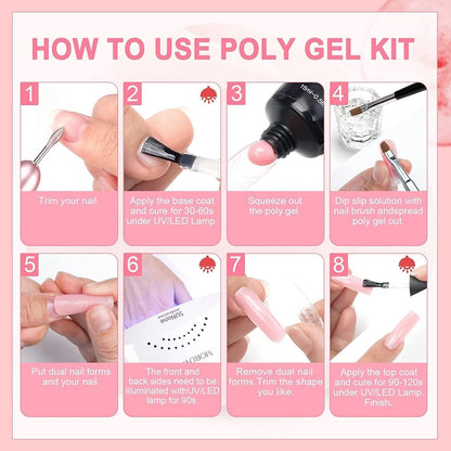 Morovan Poly Gel Nail Kit - 12 Colors Poly Nail Gel Kit with 48W LED Nail Lamp