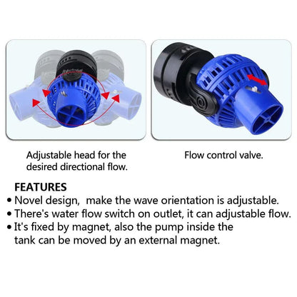 Submersible Wave Maker 360 ° Circulation Pump w/ Magnetic Mount - 1050 GPH