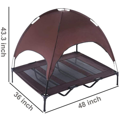 Elevated Dog Bed with Canopy Outdoor Raised Pet Cot Shade Tent Cooling Camping