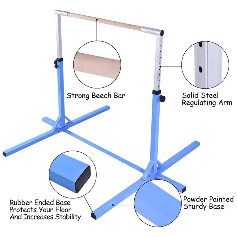 Adjustable Horizontal Training Bar Steel Gymnastics Junior Room Practice