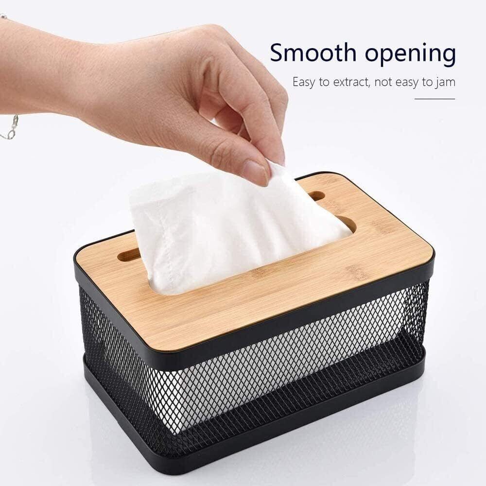 Tissue Box Wood Cover Napkin Holder Dispenser Home Desktop Paper Towel Storage