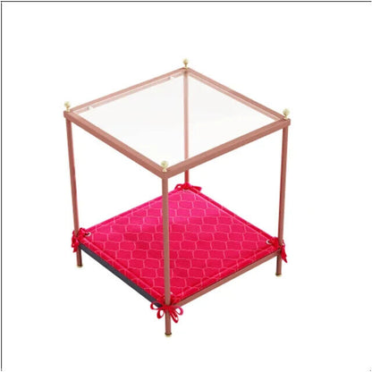 Multi-Function Coffee Table with Pet Mat Net Cloth Tempered Cat and Dog Kennel