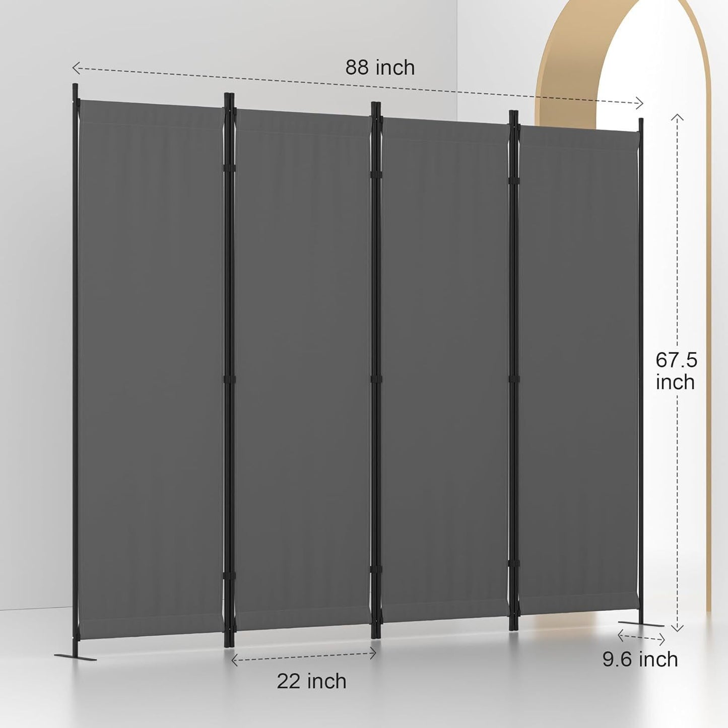 4 Panel Room Divider Folding Privacy Screens Room Separation for Home Office 88"