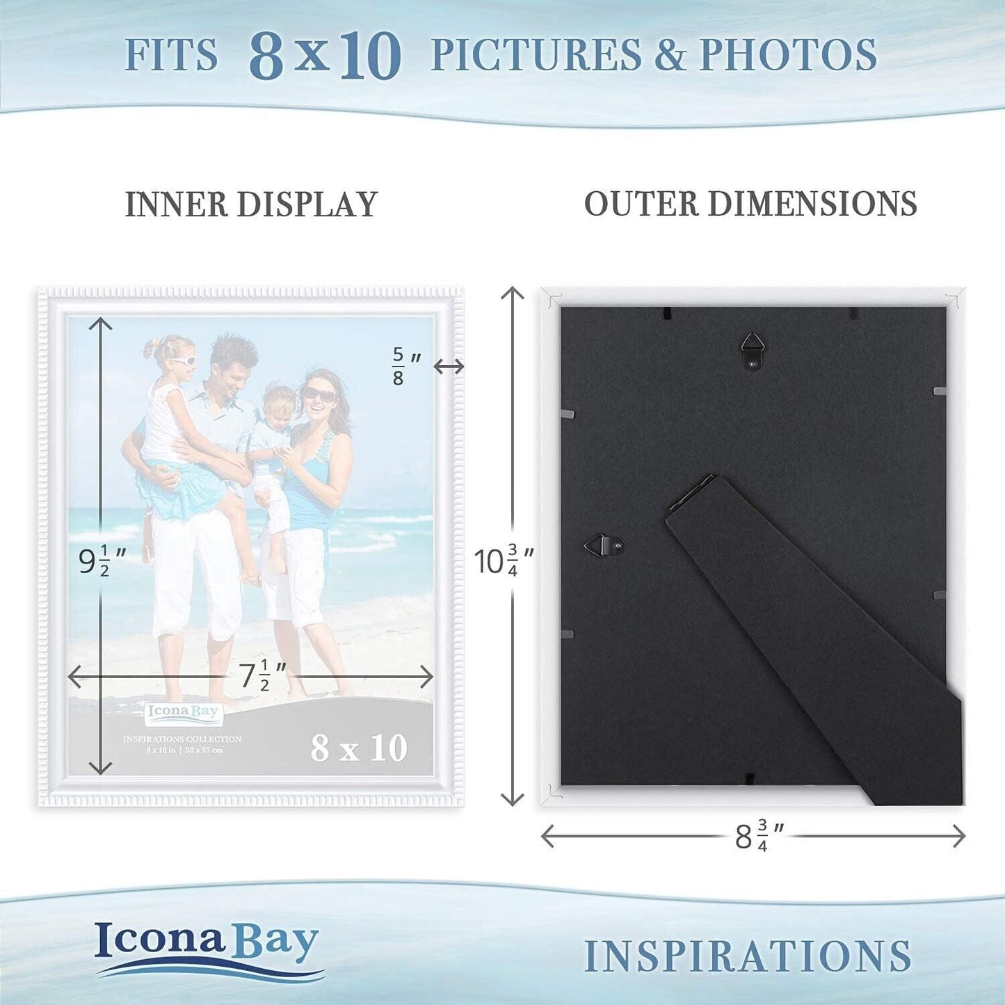 Icona Bay 8x10 Picture Frames (White, 12 Pack) Beautifully Detailed Molding Wall