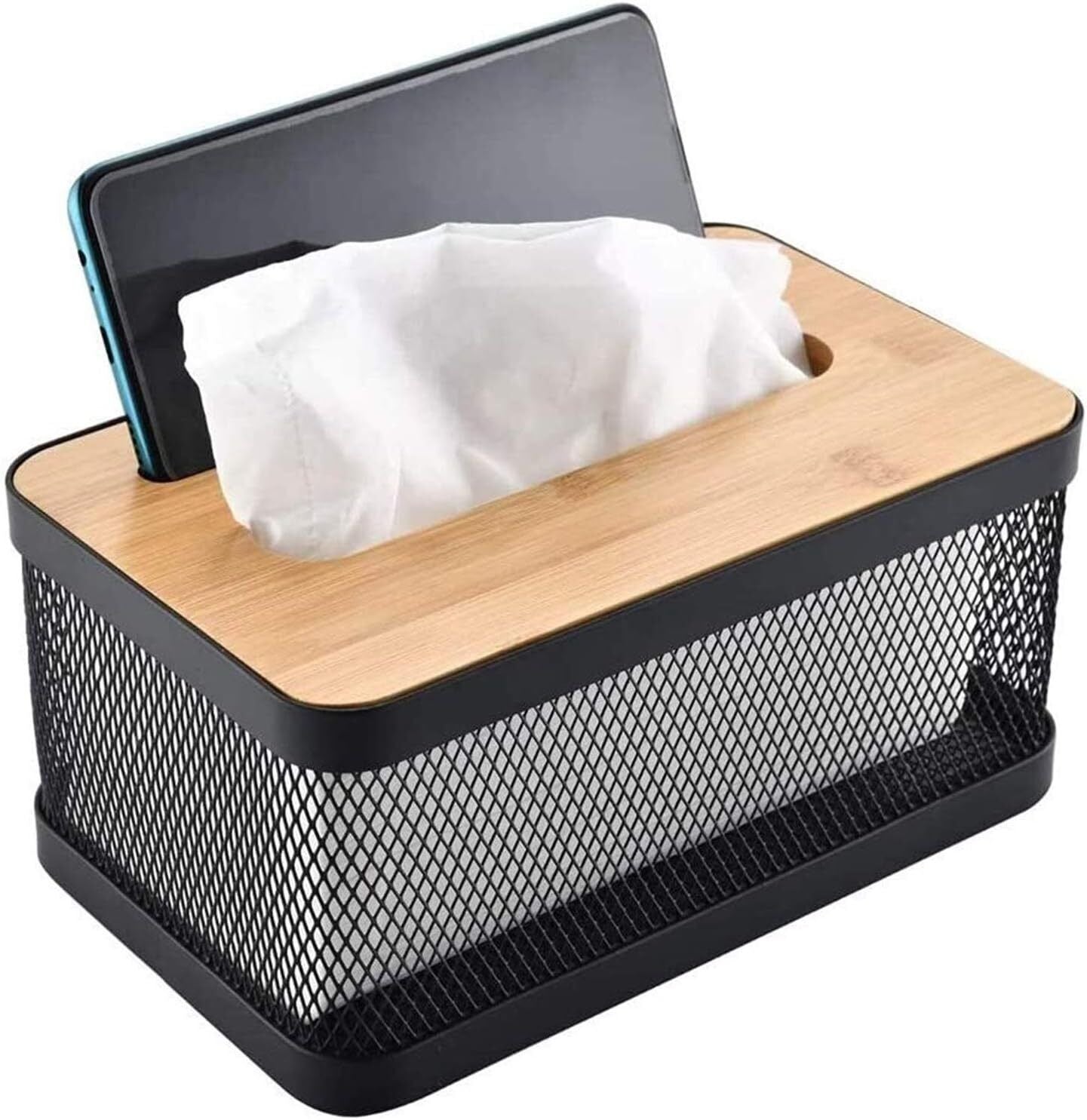 Tissue Box Wood Cover Napkin Holder Dispenser Home Desktop Paper Towel Storage