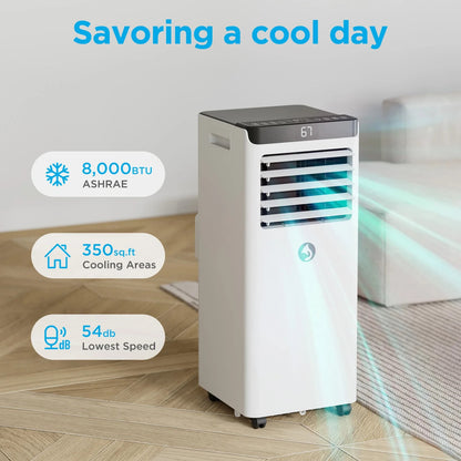 8000 BTU Portable Air Conditioner 3-in-1 Quiet AC Unit with Fan & Dehumidifier