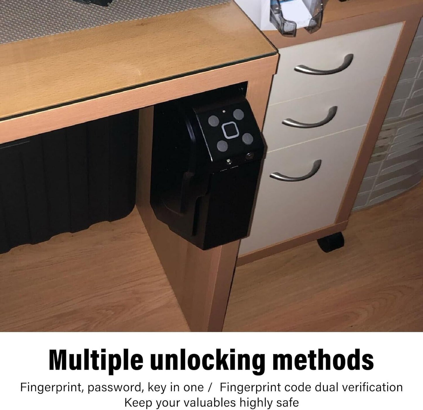 RPNB Gun Safe , Mounted Biometric Nightstand Handgun Safe Quick Access OPEN BOX