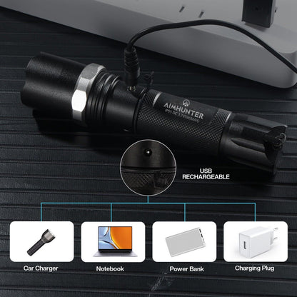 Aimhunter Led Flashlight For Emergency And Outdoor Use Rechargeable Flashlight