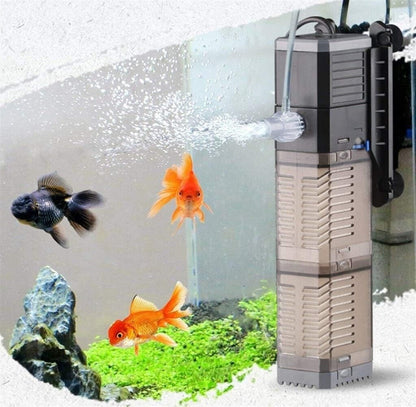 Mini 3 in 1 Aquarium Filter Submersible Oxygen Internal Fish Tank Air Water Pump