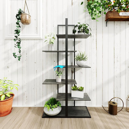 Modern Ladder 6 Tier Bookshelf - Tree Bookshelf - 6 Shelf Floor Standing Bookcas