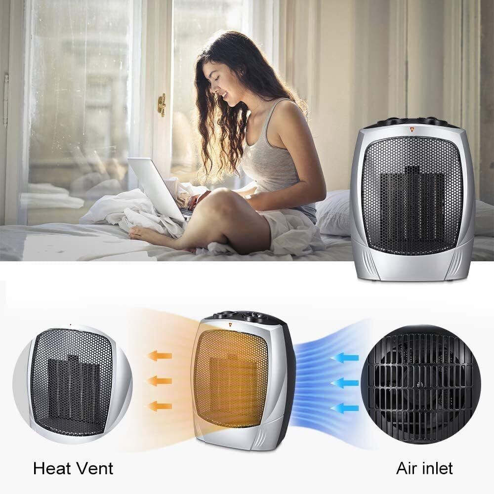 Kismile Small Electric Space Heater Ceramic Space Heater Fan Portable 750W/1500W