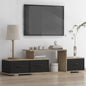 63" Modern Floating TV Stand with 3 Fabric Drawers and Shelf Wooden Finish Brown