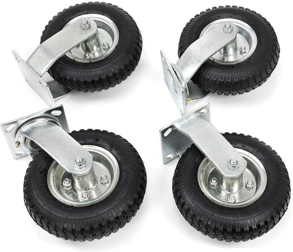 Comie 4Pcs 8" Air Tire Caster Wheel 2 Rigid + 2 Swivel Wheel Farm Wheels Durable