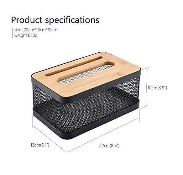 Tissue Box Wood Cover Napkin Holder Dispenser Home Desktop Paper Towel Storage