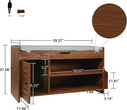 Secret Storage Entryway Bench - Shoe Bench with Concealed Lift-Top Storage