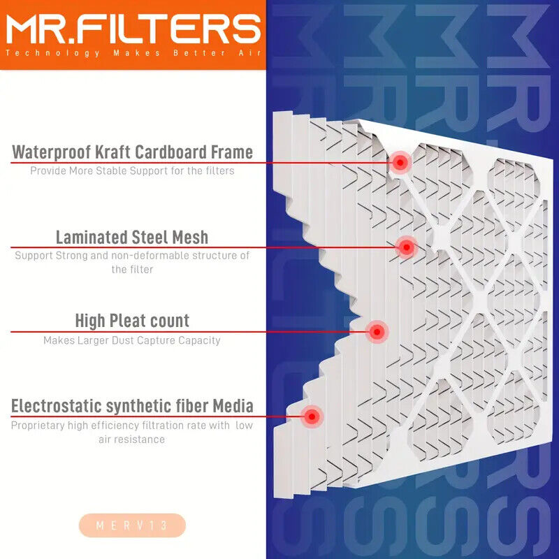 6 Pack 14X18X1 MERV 8 MERV 11 MERV 13 Pleated Air Filter AC Furnace Hvac Filter