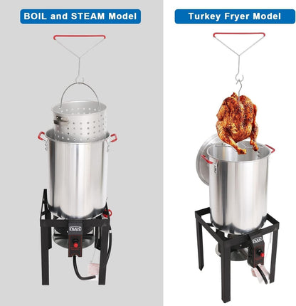 30QT Turkey Deep Fryer & 10QT Fish Fryer Kit Aluminum, 55000BTU Propane Burner