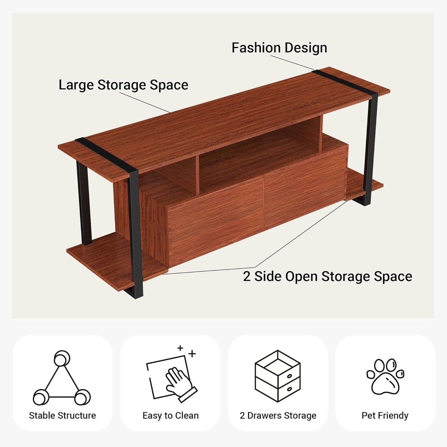 Industrial Millwork TV Stand - TV Stand up to 75 Inches Modern Entertainment Cen