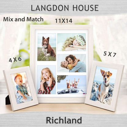 11X14 Collage Picture Frames W/Mat for 5-4X6 Photos (Almond White, 6 Pack)