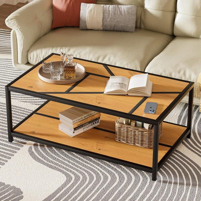 Capri Geometric Wood Coffee Table - Geometric Modern Coffee Table, Wood Coffee