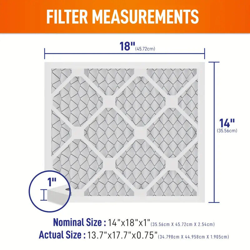 6 Pack 14X18X1 MERV 8 MERV 11 MERV 13 Pleated Air Filter AC Furnace Hvac Filter