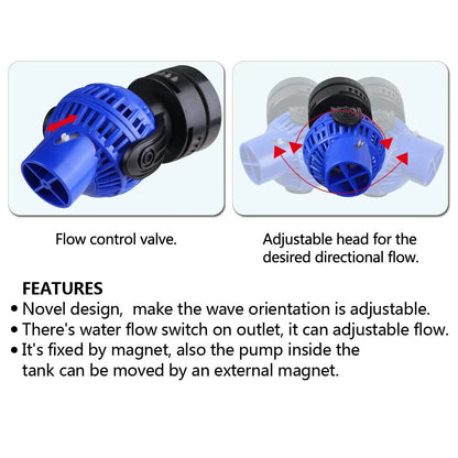 Submersible Wave Maker 360 ° Circulation Pump w/ Magnetic Mount - 1050 GPH