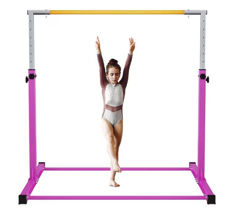 Signature Fitness Adjustable Folding Steel Gymnastics Bar, Ages 3 & Up, Purple