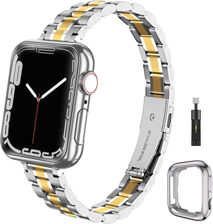 Womens Silver/M-Gold Strap for Apple Watch Band 41mm 40 38mm Series 9 8 7 6 5 SE