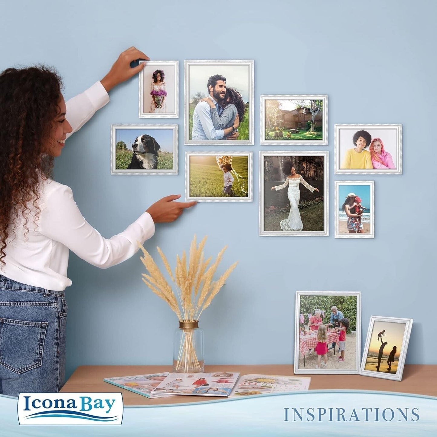 Icona Bay 8x10 Picture Frames (White, 12 Pack) Beautifully Detailed Molding Wall