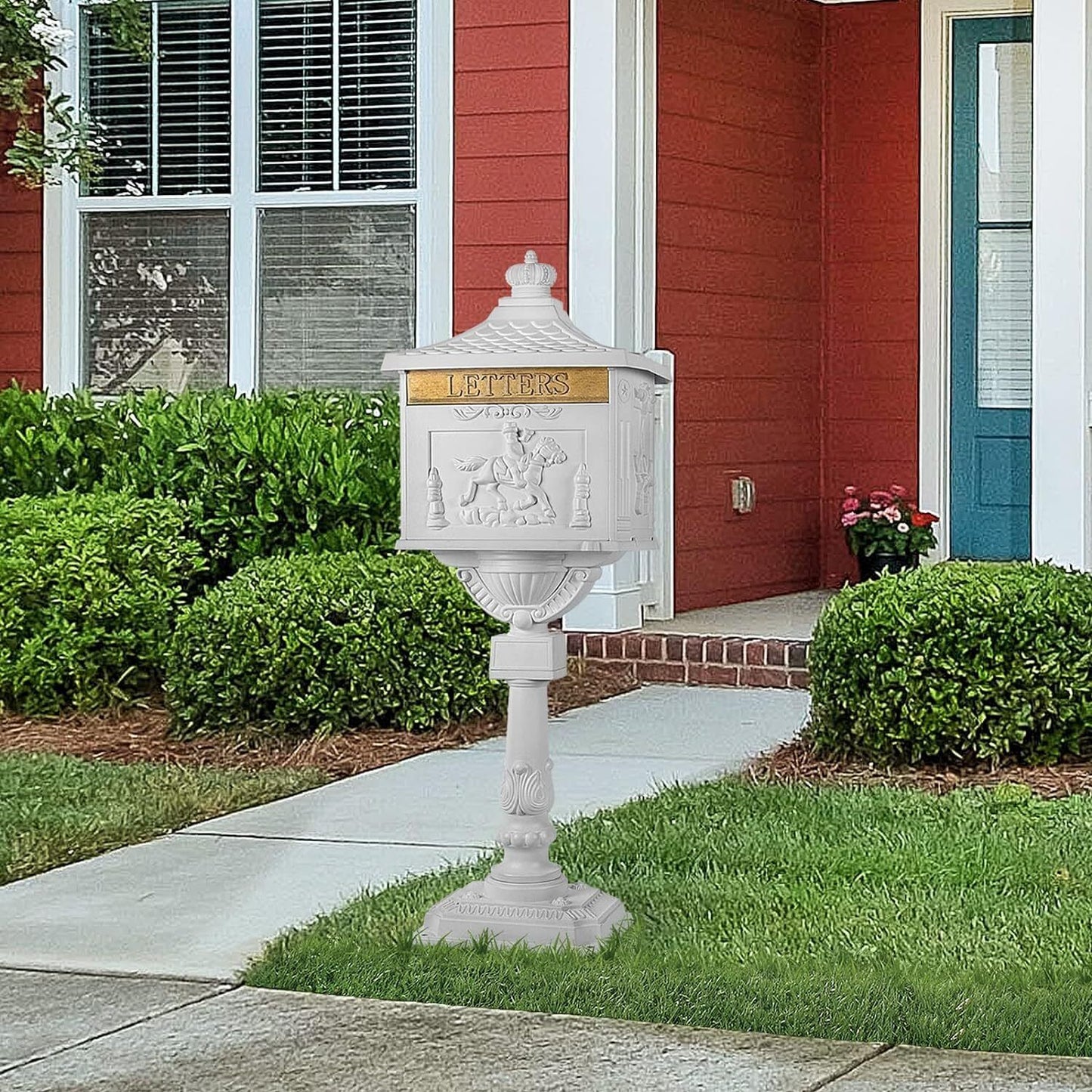 Mail Box Heavy Duty Mailbox Postal Box Security Cast Aluminum Vertical Pedestal