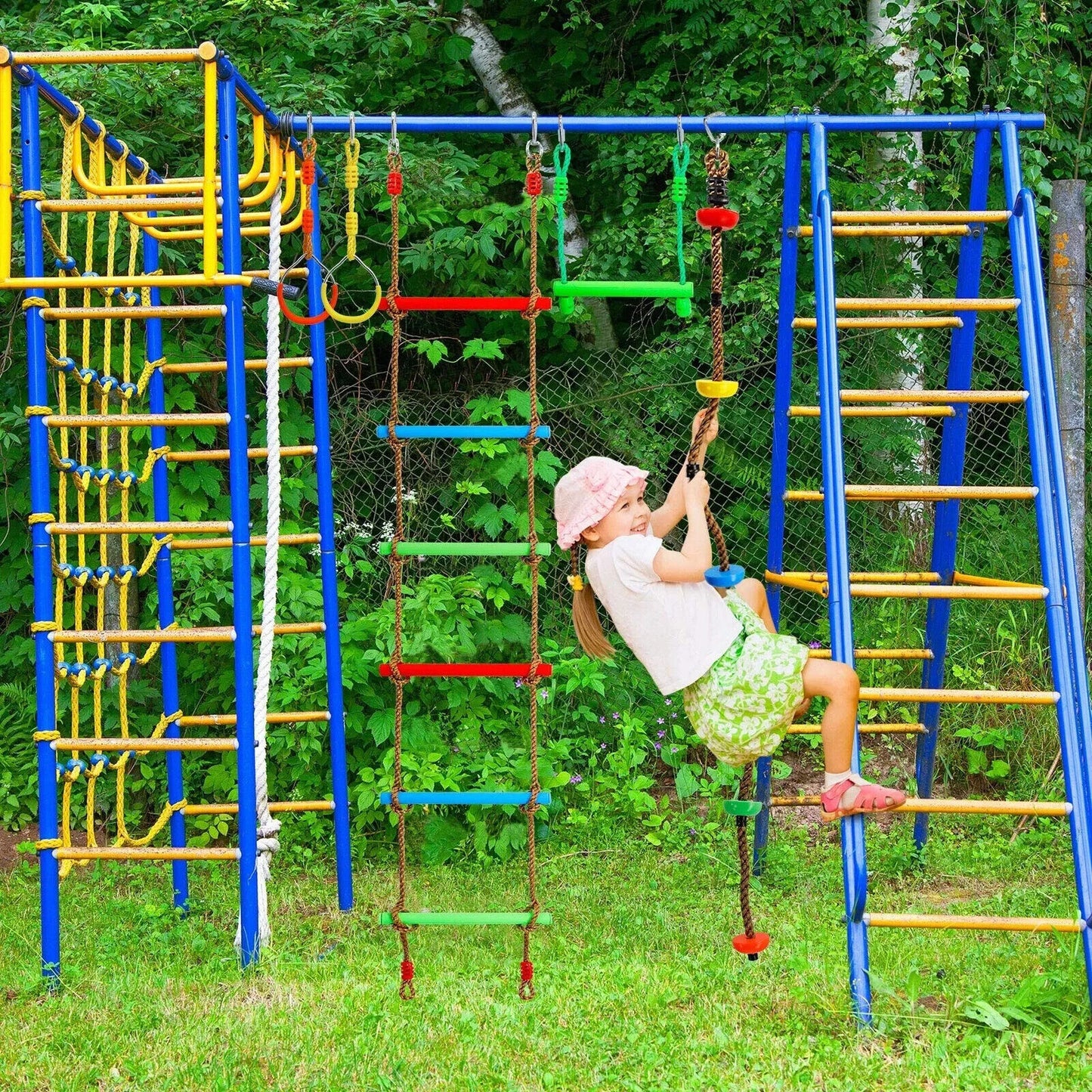 Ninja Warrior Obstacle Course Kit for Kids Ninja Slackline with 10 Accessorie...