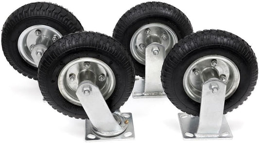 Comie 4Pcs 8" Air Tire Caster Wheel 2 Rigid + 2 Swivel Wheel Farm Wheels Durable