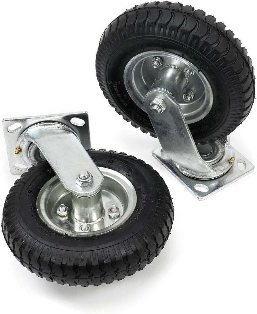 Comie 4Pcs 8" Air Tire Caster Wheel 2 Rigid + 2 Swivel Wheel Farm Wheels Durable