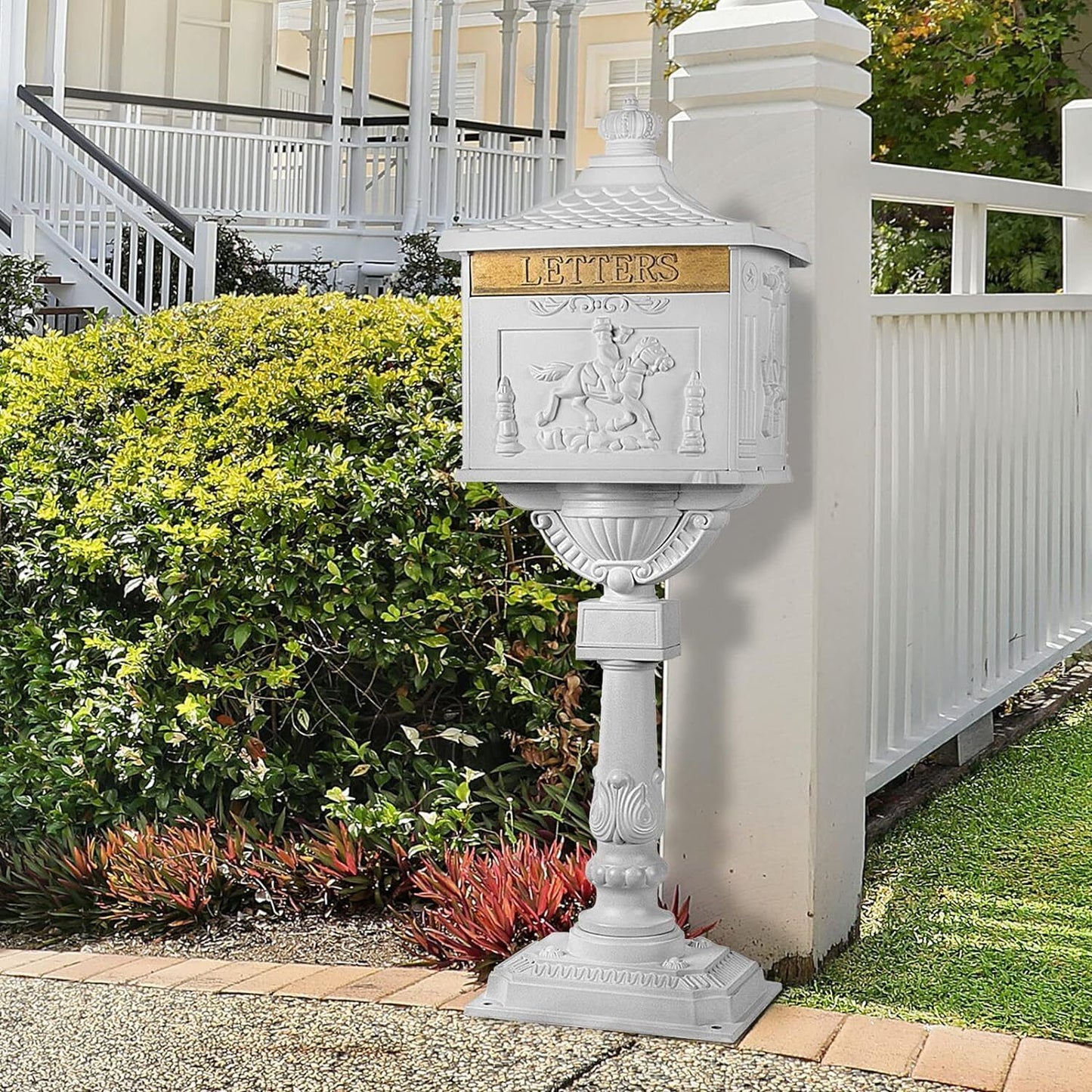 Mail Box Heavy Duty Mailbox Postal Box Security Cast Aluminum Vertical Pedestal