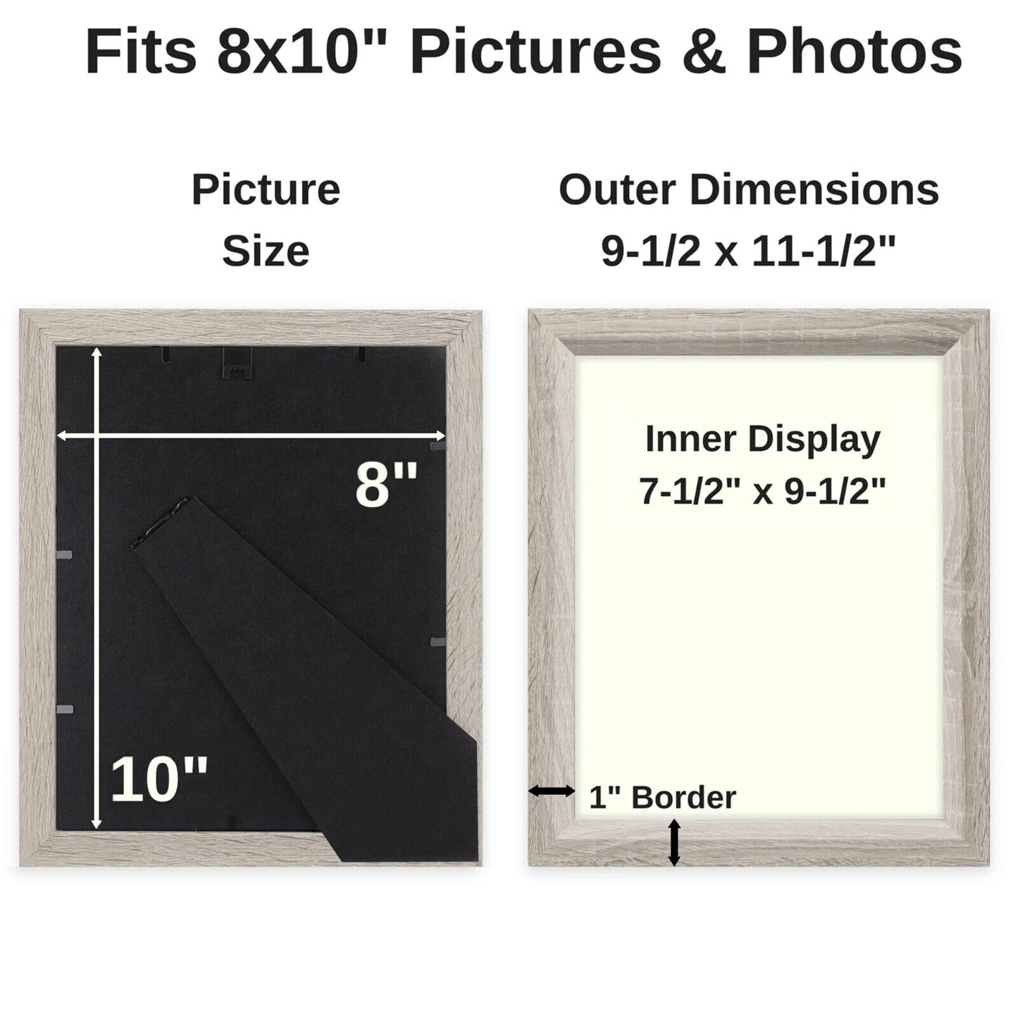 Icona Bay 8x10 Gray Picture Frame, Vintage Style, 3 Pack, Cherished Memories Col