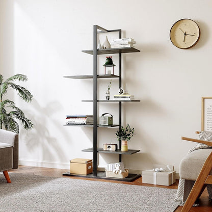 Modern Ladder 6 Tier Bookshelf - Tree Bookshelf - 6 Shelf Floor Standing Bookcas