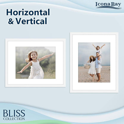 Icona Bay 11x14 White Picture Frame with Removable Mat for 8x10 (White, 5 Pack)