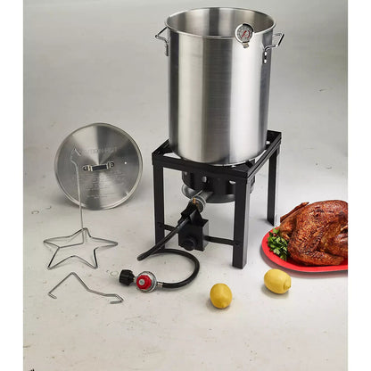 30QT Turkey Deep Fryer & 10QT Fish Fryer Kit Aluminum, 55000BTU Propane Burner