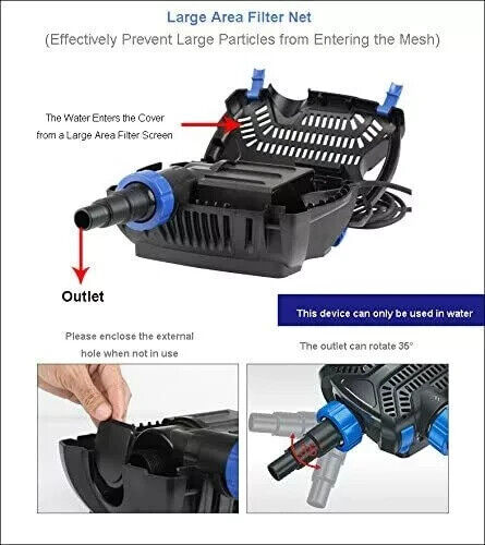 SunSun CTF-B Series Submersible Water Pump Sump Pump Pond Filter Pond Water Feat