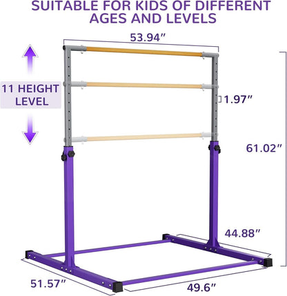 Signature Fitness Adjustable Folding Steel Gymnastics Bar, Ages 3 & Up, Purple