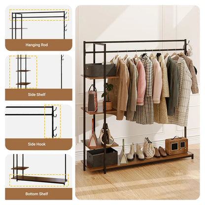 Metal Clothes Organizer Heavy Duty Garment Adjustable Rack Closet Storage Shelf