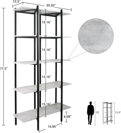 Triangle Tower 5 Tier Bookshelf Display - Book Shelf for Living Room Bookcase