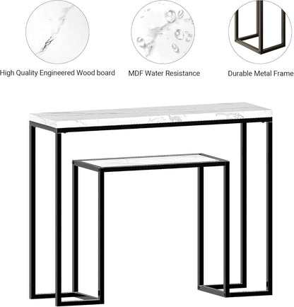 40 Inch Narrow Faux Marble Console Table for Entryway, Living Room, Entryway Tab